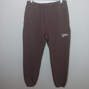 Politics Script Adult Medium Sweatpants Joggers Brown Terry Heavyweight USA